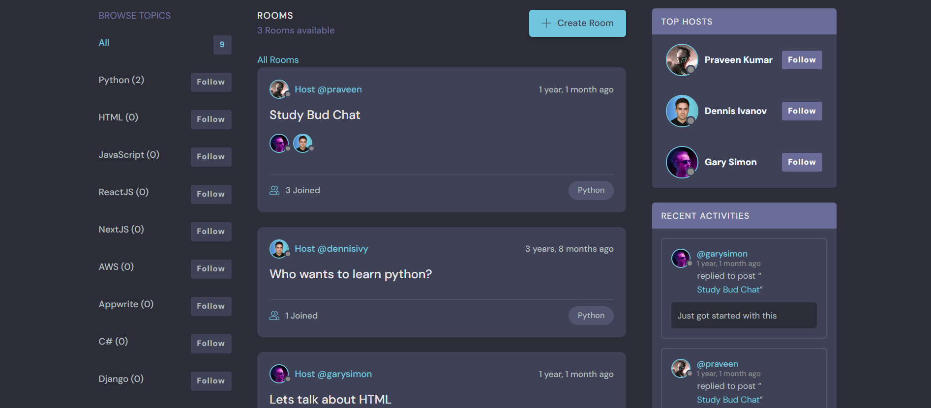 User Dashboard Panel